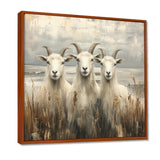 Grey And Brown Minimalism Coastal Goats - Goat Canvas Wall Art