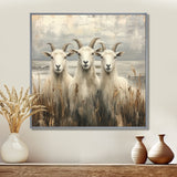 Grey And Brown Minimalism Coastal Goats - Goat Canvas Wall Art