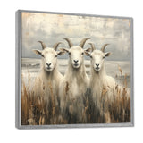 Grey And Brown Minimalism Coastal Goats - Goat Canvas Wall Art