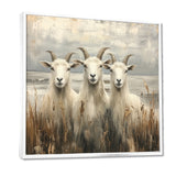 Grey And Brown Minimalism Coastal Goats - Goat Canvas Wall Art