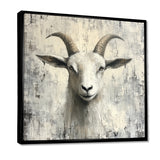 Grey And Minimalism Coastal Goats - Goat Canvas Wall Art