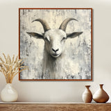 Grey And Minimalism Coastal Goats - Goat Canvas Wall Art