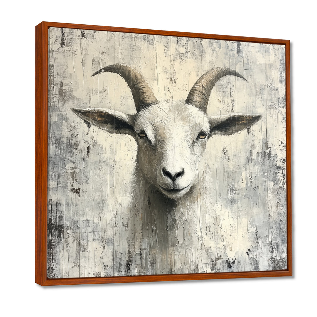 Grey And Minimalism Coastal Goats - Goat Canvas Wall Art