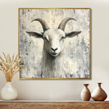 Grey And Minimalism Coastal Goats - Goat Canvas Wall Art