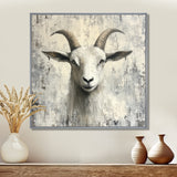 Grey And Minimalism Coastal Goats - Goat Canvas Wall Art
