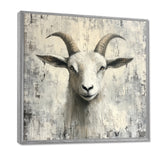 Grey And Minimalism Coastal Goats - Goat Canvas Wall Art