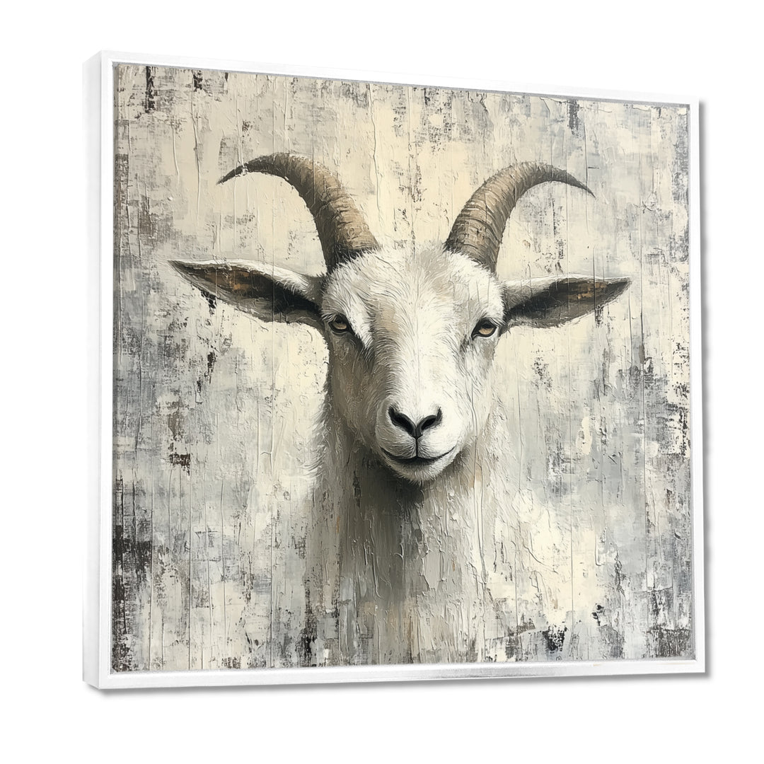 Grey And Minimalism Coastal Goats - Goat Canvas Wall Art