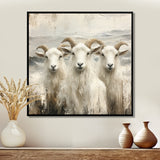 Grey And Brown Goat Minimalism Coastal Goats - Goat Wall Decor