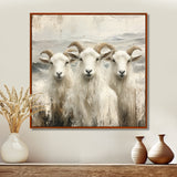 Grey And Brown Goat Minimalism Coastal Goats - Goat Wall Decor