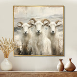 Grey And Brown Goat Minimalism Coastal Goats - Goat Wall Decor