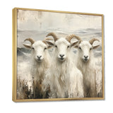 Grey And Brown Goat Minimalism Coastal Goats - Goat Wall Decor