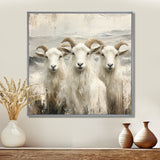 Grey And Brown Goat Minimalism Coastal Goats - Goat Wall Decor