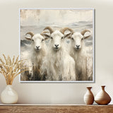 Grey And Brown Goat Minimalism Coastal Goats - Goat Wall Decor