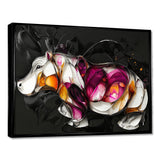 Pink Cubist Hippo Accented With Orange - Hippopotamus Wall Art Prints