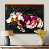 Pink Cubist Hippo Accented With Orange - Hippopotamus Wall Art Prints