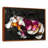 Pink Cubist Hippo Accented With Orange - Hippopotamus Wall Art Prints
