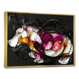 Pink Cubist Hippo Accented With Orange - Hippopotamus Wall Art Prints