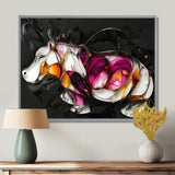 Pink Cubist Hippo Accented With Orange - Hippopotamus Wall Art Prints