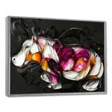 Pink Cubist Hippo Accented With Orange - Hippopotamus Wall Art Prints