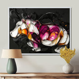 Pink Cubist Hippo Accented With Orange - Hippopotamus Wall Art Prints