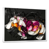 Pink Cubist Hippo Accented With Orange - Hippopotamus Wall Art Prints