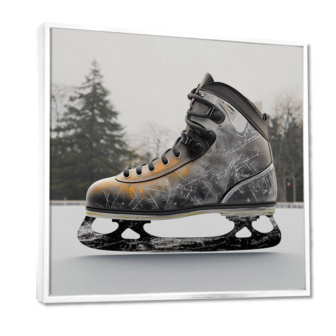 Hockey Skates In Grey And Orange Tones I - Sport Hockey Canvas Wall Art