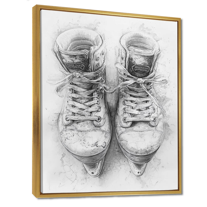Hockey Skates In Grey And Tones - Sport Hockey Canvas Wall Art