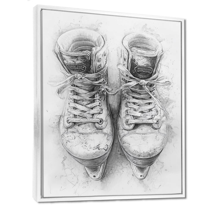 Hockey Skates In Grey And Tones - Sport Hockey Canvas Wall Art