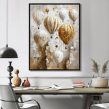 Hot Air Balloon In Gold And White Tones I - Hot Air Balloon Canvas Wall Art