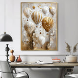 Hot Air Balloon In Gold And White Tones I - Hot Air Balloon Canvas Wall Art