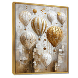 Hot Air Balloon In Gold And White Tones I - Hot Air Balloon Canvas Wall Art