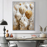 Hot Air Balloon In Gold And White Tones I - Hot Air Balloon Canvas Wall Art