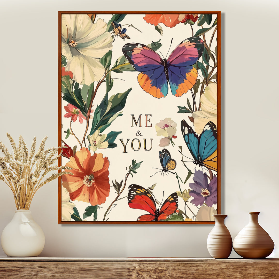 Love Butterflies In Blue And Pink Tones - Blue Butterfly Wall Art