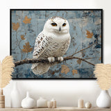 White Snowy Owl Accented With Gold - Owl Wall Art Prints