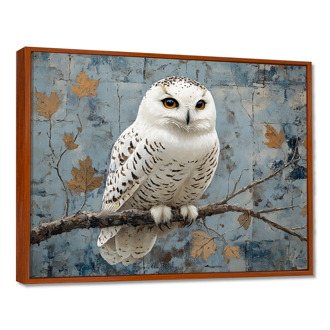 White Snowy Owl Accented With Gold - Owl Wall Art Prints