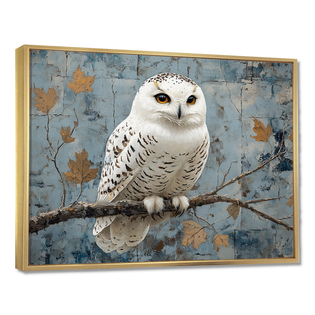 White Snowy Owl Accented With Gold - Owl Wall Art Prints