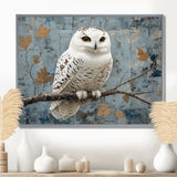 White Snowy Owl Accented With Gold - Owl Wall Art Prints