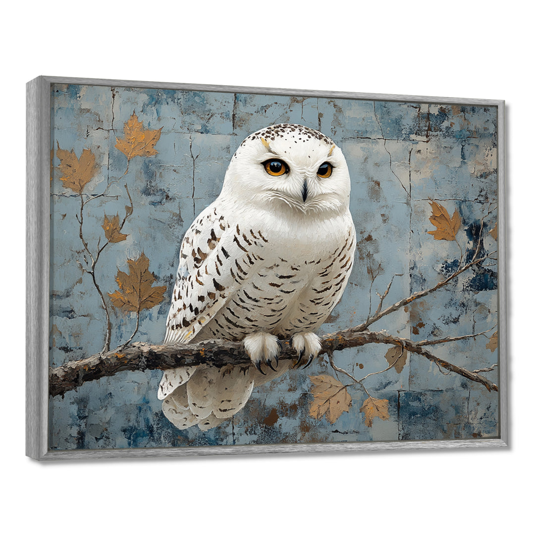 White Snowy Owl Accented With Gold - Owl Wall Art Prints