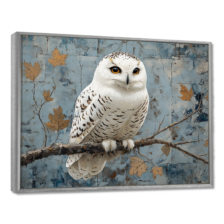 White Snowy Owl Accented With Gold - Owl Wall Art Prints