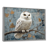 White Snowy Owl Accented With Gold - Owl Wall Art Prints