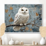 White Snowy Owl Accented With Gold - Owl Wall Art Prints
