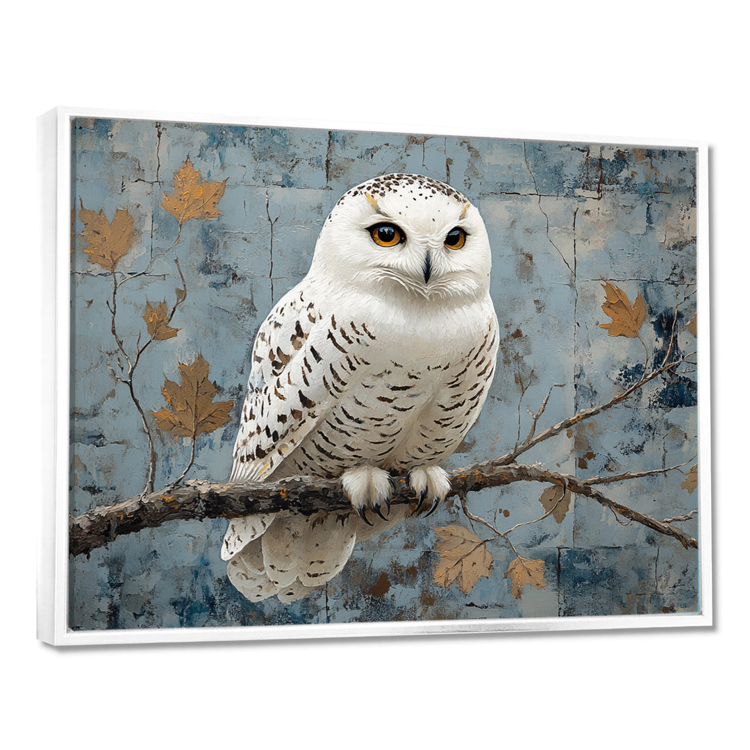 White Snowy Owl Accented With Gold - Owl Wall Art Prints