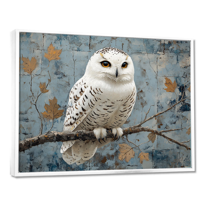 White Snowy Owl Accented With Gold - Owl Wall Art Prints