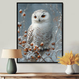 White Snowy Owl Accented With Red - Owl Wall Art Prints