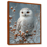 White Snowy Owl Accented With Red - Owl Wall Art Prints