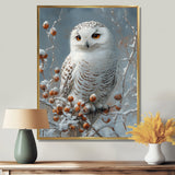 White Snowy Owl Accented With Red - Owl Wall Art Prints