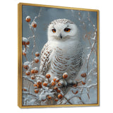 White Snowy Owl Accented With Red - Owl Wall Art Prints