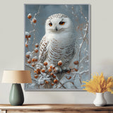 White Snowy Owl Accented With Red - Owl Wall Art Prints