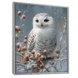 White Snowy Owl Accented With Red - Owl Wall Art Prints