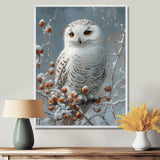 White Snowy Owl Accented With Red - Owl Wall Art Prints